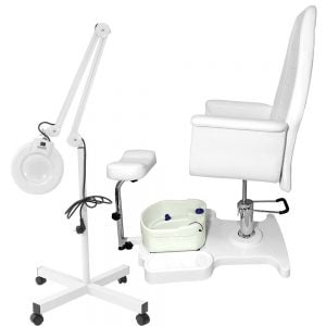 Fotel kosmetyczny SPA 3 z masażerem i lampą lupą w zestawie