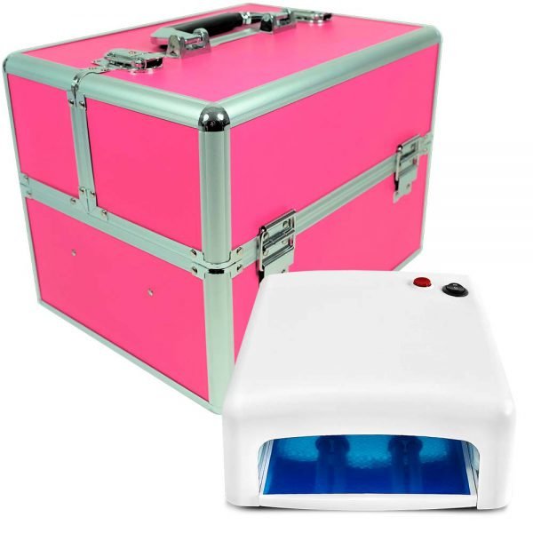 Zestaw kuferek różowy mały + lampa UV
